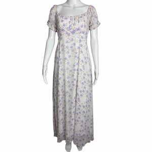 Altar'd State Floral Print Maxi Dress - Cream and Purple Large